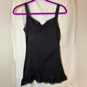 NWT Eyeshadow Black Lace Trim Cami Tank CALLOUT  Slight Discoloration Size L